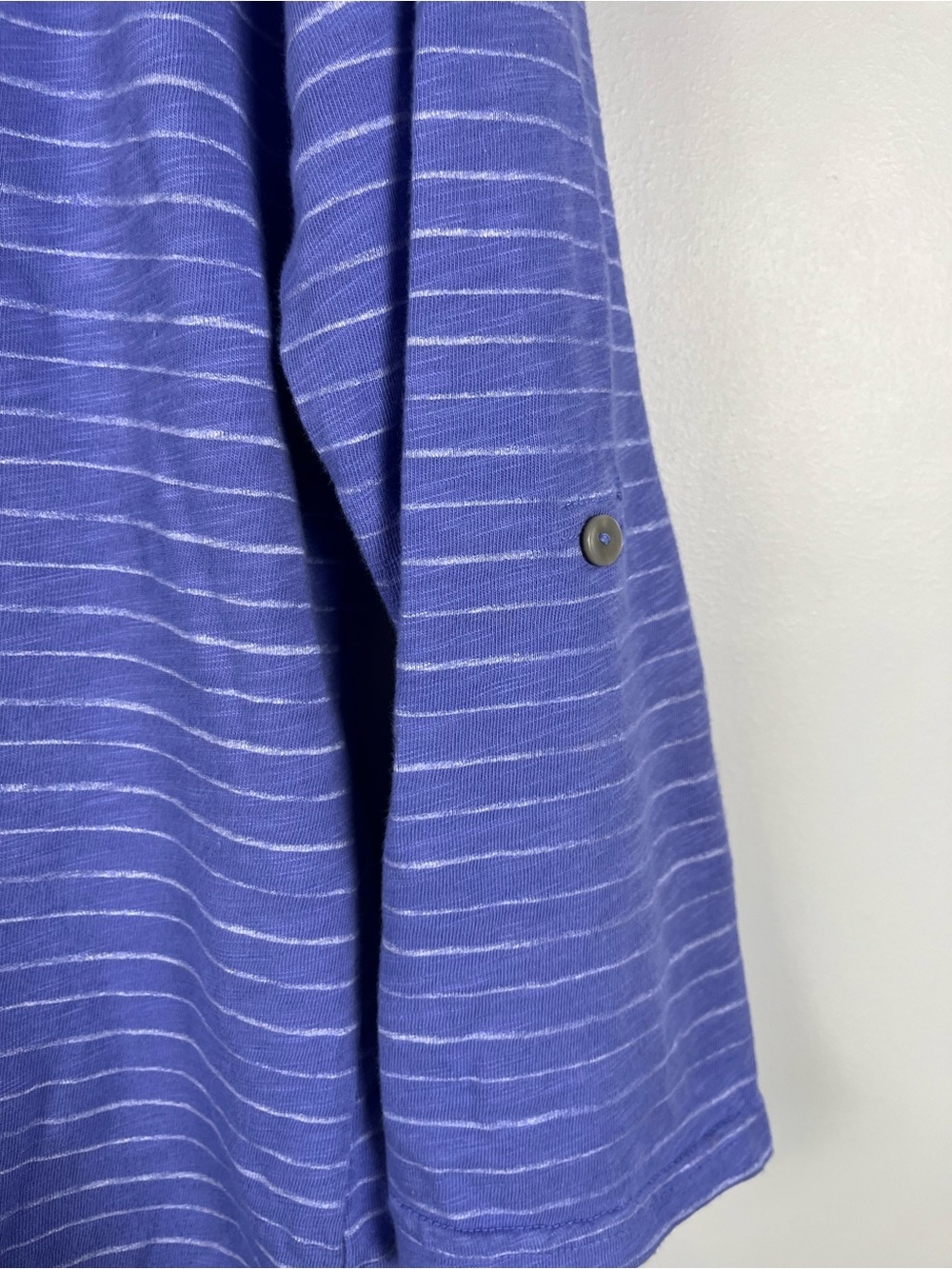 Fresh produce Ocean Stripe Buttonside Henley in Peri purple white size large - Picture 8 of 9